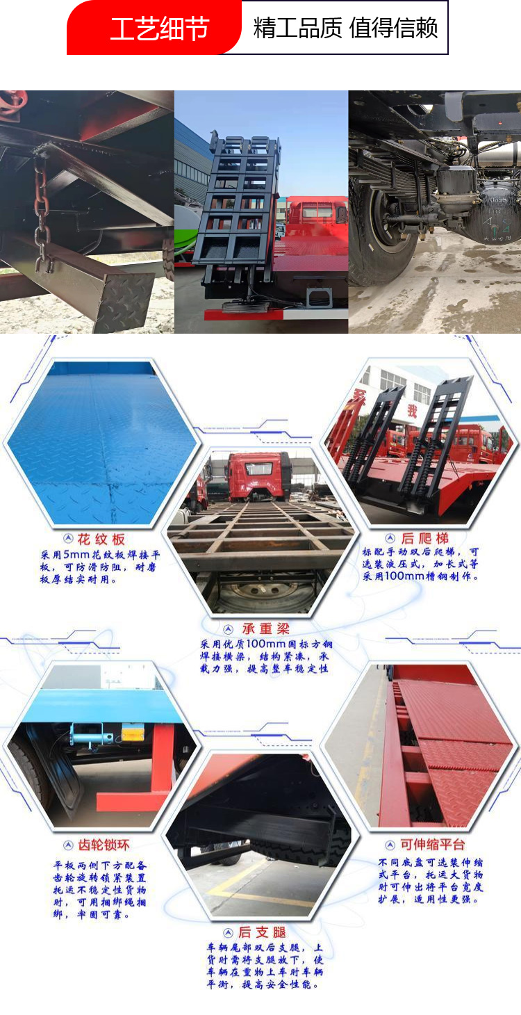 國六解放J6L牌前四后四平板運(yùn)輸車